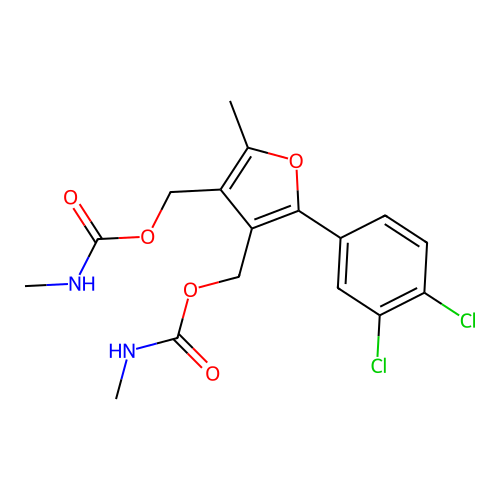 [5-(3,4-dichlorophenyl)-2-methyl-4-(methylcarbamoyloxymethyl)furan-3-yl]methyl N-methylcarbamate structure
