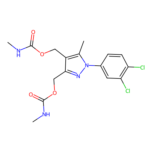 [1-(3,4-dichlorophenyl)-5-methyl-3-(methylcarbamoyloxymethyl)pyrazol-4-yl]methyl N-methylcarbamate structure