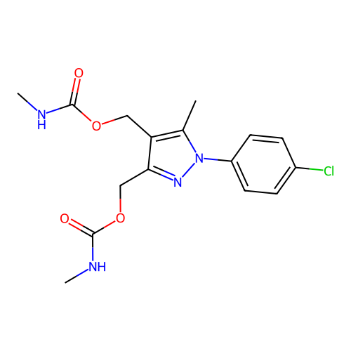 [1-(4-chlorophenyl)-5-methyl-3-(methylcarbamoyloxymethyl)pyrazol-4-yl]methyl N-methylcarbamate structure
