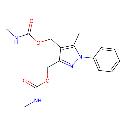 [5-methyl-3-(methylcarbamoyloxymethyl)-1-phenylpyrazol-4-yl]methyl N-methylcarbamate structure