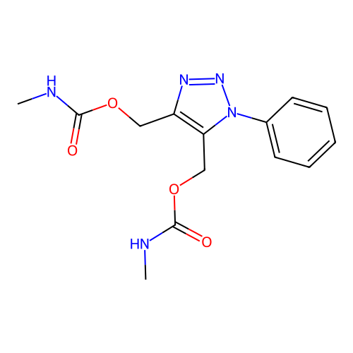 [5-(methylcarbamoyloxymethyl)-1-phenyltriazol-4-yl]methyl N-methylcarbamate structure