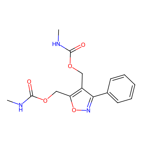 [5-(methylcarbamoyloxymethyl)-3-phenyl-1,2-oxazol-4-yl]methyl N-methylcarbamate structure