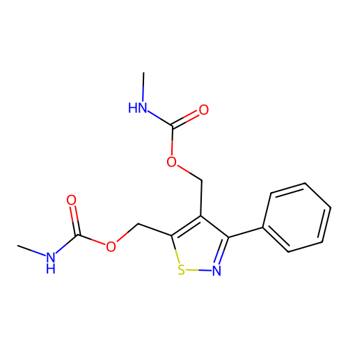 [5-(methylcarbamoyloxymethyl)-3-phenyl-1,2-thiazol-4-yl]methyl N-methylcarbamate structure