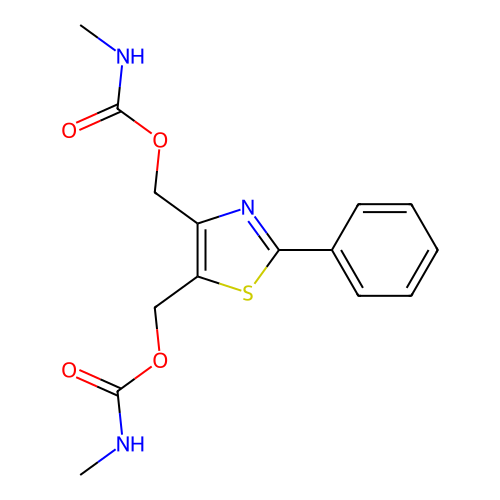 [5-(methylcarbamoyloxymethyl)-2-phenyl-1,3-thiazol-4-yl]methyl N-methylcarbamate structure