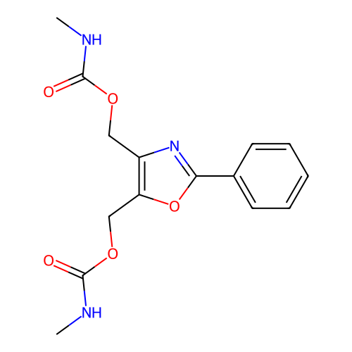 [5-(methylcarbamoyloxymethyl)-2-phenyl-1,3-oxazol-4-yl]methyl N-methylcarbamate structure