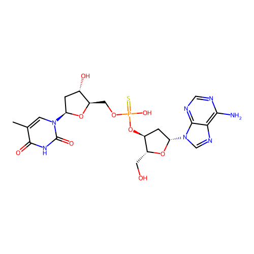5'-O-thymidyl 3'-O-(2'-deoxyadenosyl) phosphorothioate structure