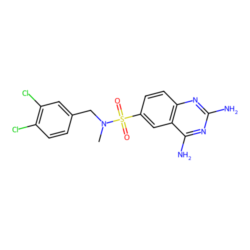 2,4-Diamino-quinazoline-6-sulfonic acid (3,4-dichloro-benzyl)-methyl-amide structure