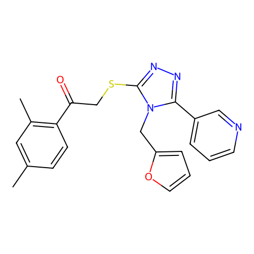 1-(2,4-dimethylphenyl)-2-({4-[(furan-2-yl)methyl]-5-(pyridin-3-yl)-4H-1,2,4-triazol-3-yl}sulfanyl)ethan-1-one structure