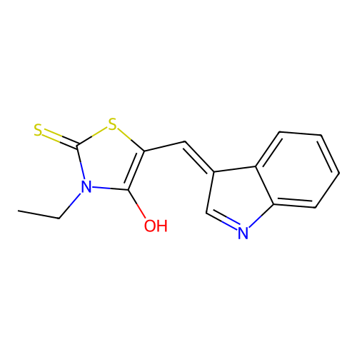 5-((1H-Indol-3-yl)methylene)-3-ethyl-2-thioxothiazolidin-4-one structure