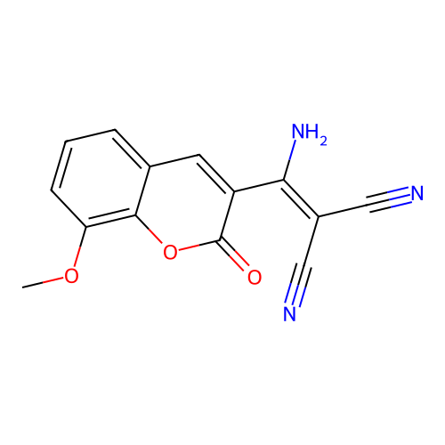 (Amino(8-methoxy-2-oxo(2H-chromen-3-YL))methylene)methane-1,1-dicarbonitrile structure
