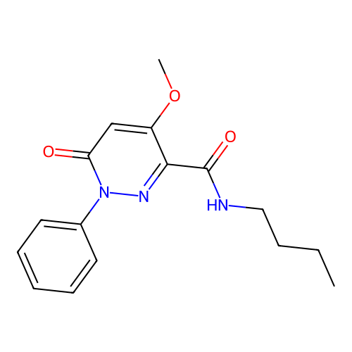 N-butyl-4-methoxy-6-oxo-1-phenyl-1,6-dihydropyridazine-3-carboxamide structure