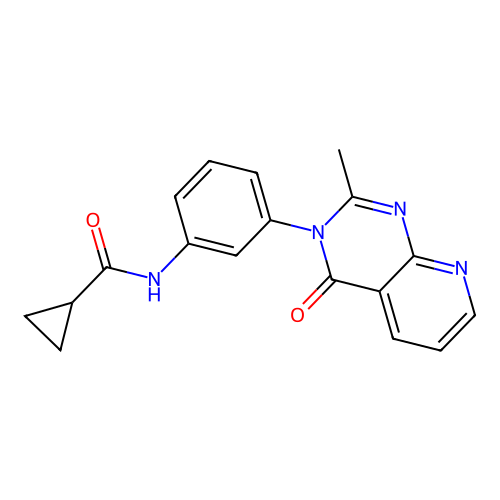 N-[3-(2-methyl-4-oxopyrido[2,3-d]pyrimidin-3-yl)phenyl]cyclopropanecarboxamide structure