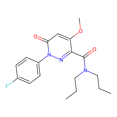 1-(4-fluorophenyl)-4-methoxy-6-oxo-N,N-dipropyl-1,6-dihydropyridazine-3-carboxamide structure