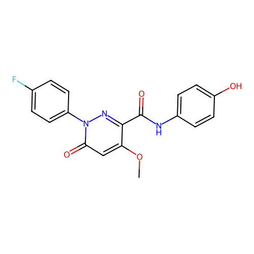 1-(4-fluorophenyl)-N-(4-hydroxyphenyl)-4-methoxy-6-oxo-1,6-dihydropyridazine-3-carboxamide structure