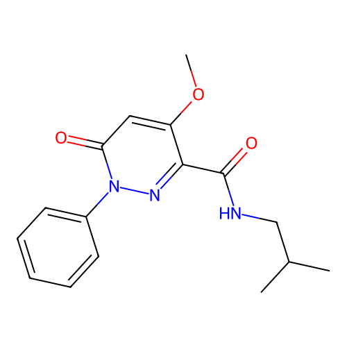 4-methoxy-N-(2-methylpropyl)-6-oxo-1-phenylpyridazine-3-carboxamide structure