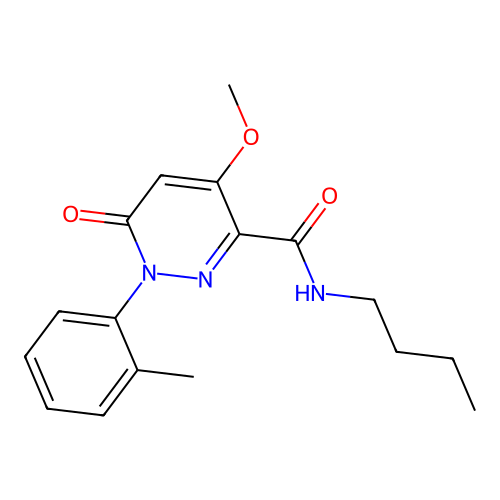 N-butyl-4-methoxy-6-oxo-1-(o-tolyl)-1,6-dihydropyridazine-3-carboxamide structure