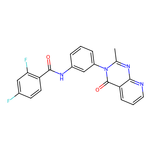 2,4-difluoro-N-[3-(2-methyl-4-oxopyrido[2,3-d]pyrimidin-3-yl)phenyl]benzamide structure