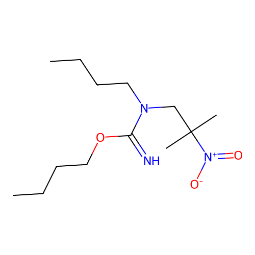 butyl N-butyl-N-(2-methyl-2-nitropropyl)carbamimidate structure