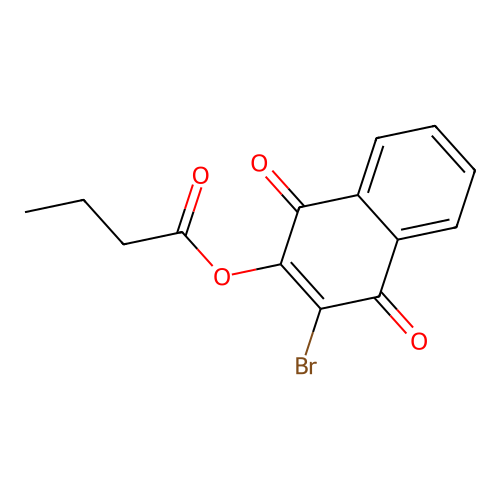 3-Bromo-1,4-dioxo-1,4-dihydronaphthalen-2-yl butanoate structure