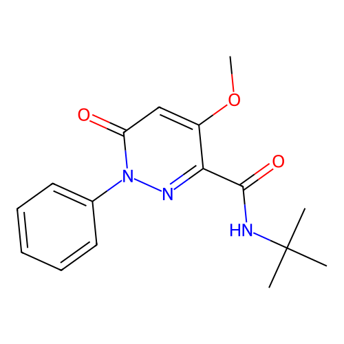 N-tert-butyl-4-methoxy-6-oxo-1-phenylpyridazine-3-carboxamide structure