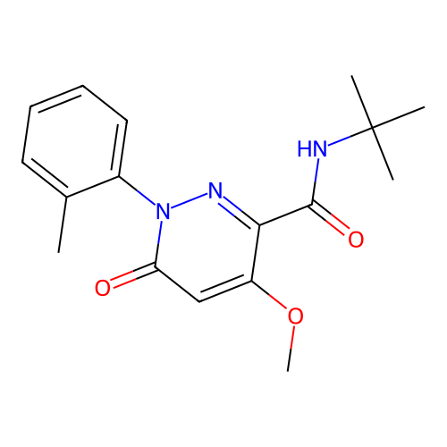 N-tert-butyl-4-methoxy-1-(2-methylphenyl)-6-oxopyridazine-3-carboxamide structure