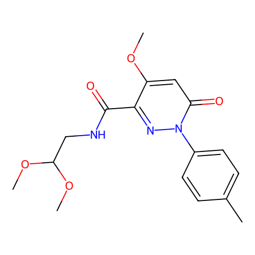 N-(2,2-dimethoxyethyl)-4-methoxy-1-(4-methylphenyl)-6-oxopyridazine-3-carboxamide structure