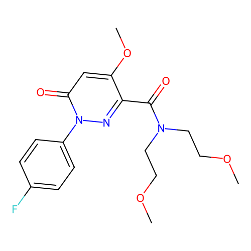 1-(4-fluorophenyl)-4-methoxy-N,N-bis(2-methoxyethyl)-6-oxo-1,6-dihydropyridazine-3-carboxamide structure