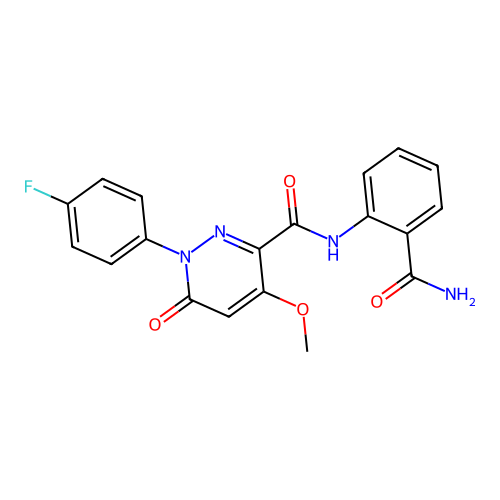 N-(2-carbamoylphenyl)-1-(4-fluorophenyl)-4-methoxy-6-oxo-1,6-dihydropyridazine-3-carboxamide structure