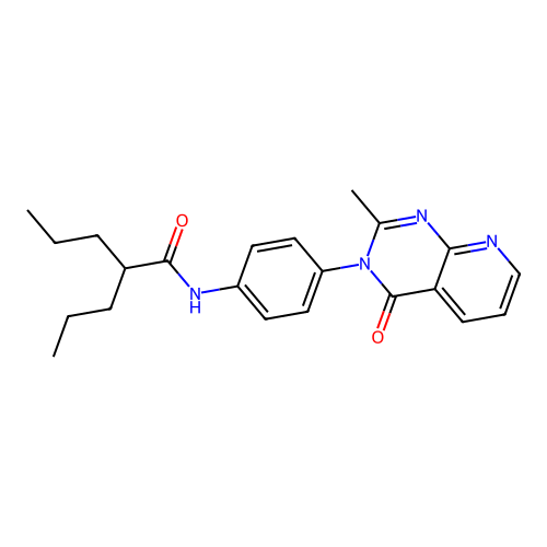 N-(4-(2-methyl-4-oxopyrido[2,3-d]pyrimidin-3(4H)-yl)phenyl)-2-propylpentanamide structure