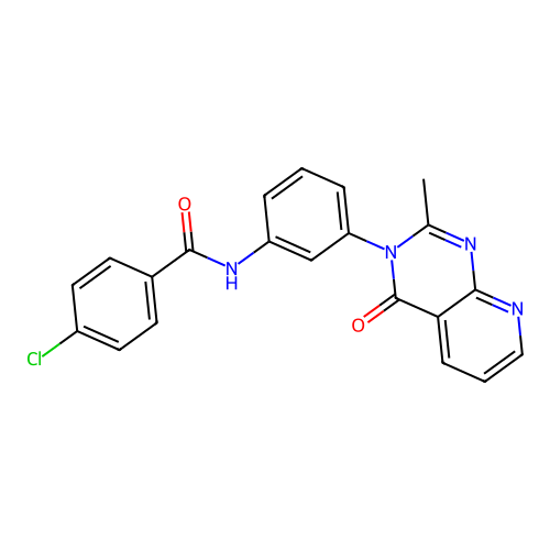 4-chloro-N-[3-(2-methyl-4-oxopyrido[2,3-d]pyrimidin-3-yl)phenyl]benzamide structure