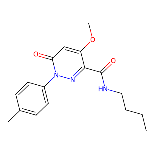 N-butyl-4-methoxy-6-oxo-1-(p-tolyl)-1,6-dihydropyridazine-3-carboxamide structure