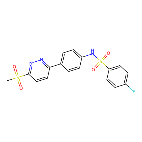 4-fluoro-N-[4-(6-methylsulfonylpyridazin-3-yl)phenyl]benzenesulfonamide structure