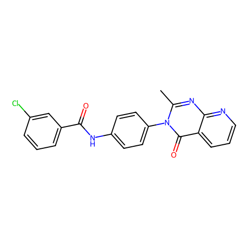 3-chloro-N-[4-(2-methyl-4-oxopyrido[2,3-d]pyrimidin-3-yl)phenyl]benzamide structure