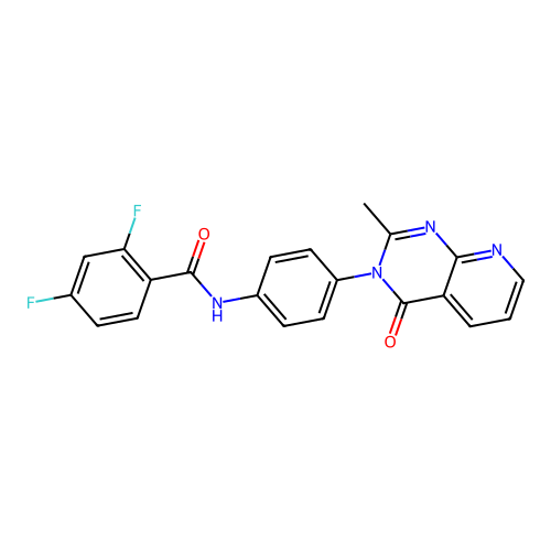 2,4-difluoro-N-[4-(2-methyl-4-oxopyrido[2,3-d]pyrimidin-3-yl)phenyl]benzamide structure