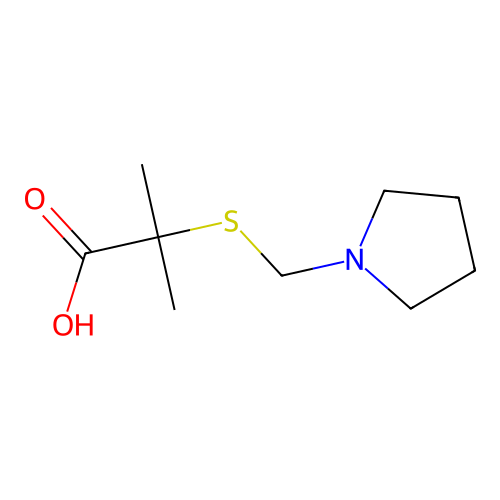Propionic acid, 2-methyl-2-((1-pyrrolidinylmethyl)thio)- structure