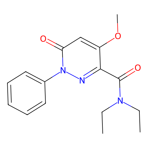 N,N-diethyl-4-methoxy-6-oxo-1-phenyl-1,6-dihydropyridazine-3-carboxamide structure