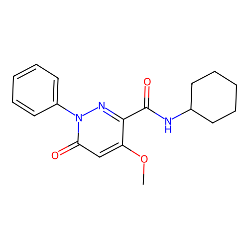 N-cyclohexyl-4-methoxy-6-oxo-1-phenyl-1,6-dihydropyridazine-3-carboxamide structure