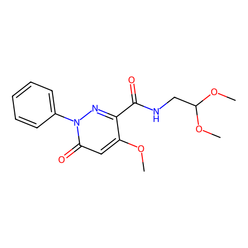 N-(2,2-dimethoxyethyl)-4-methoxy-6-oxo-1-phenyl-1,6-dihydropyridazine-3-carboxamide structure