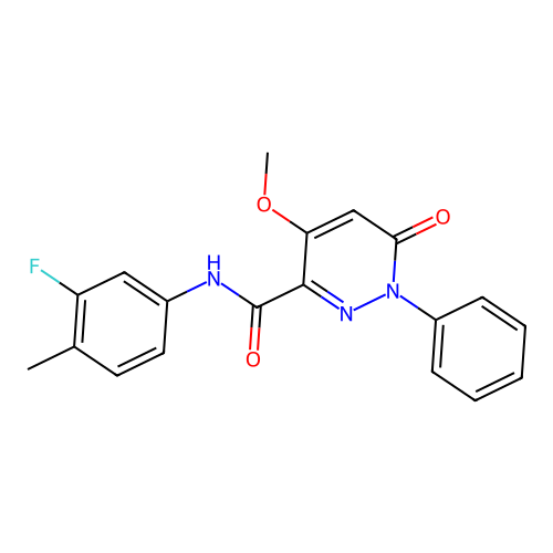 N-(3-fluoro-4-methylphenyl)-4-methoxy-6-oxo-1-phenyl-1,6-dihydropyridazine-3-carboxamide structure