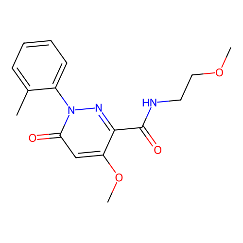 4-methoxy-N-(2-methoxyethyl)-1-(2-methylphenyl)-6-oxopyridazine-3-carboxamide structure