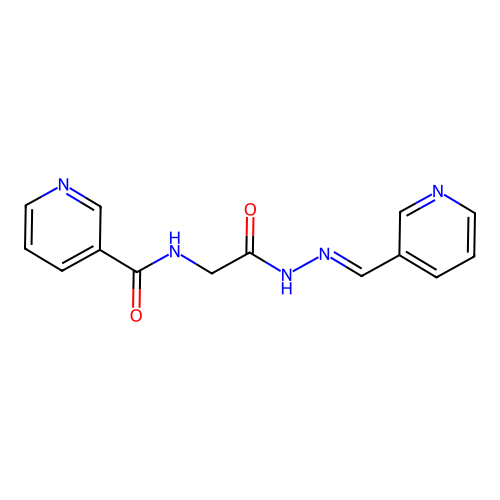 (E)-N-(2-oxo-2-(2-(pyridin-3-ylmethylene)hydrazinyl)ethyl)nicotinamide structure