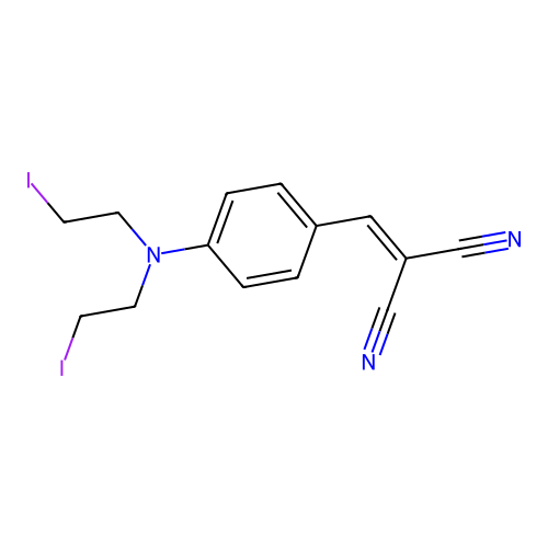 ({4-[Bis(2-iodoethyl)amino]phenyl}methylidene)propanedinitrile structure