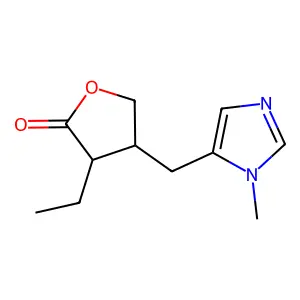 2(3H)-Furanone, 3-ethyldihydro-4-((1-methyl-1H-imidazol-5-yl)methyl)-, (3S-cis)- structure