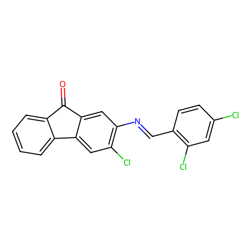 3-Chloro-2-{[(e)-(2,4-dichlorophenyl)methylidene]amino}-9h-fluoren-9-one structure