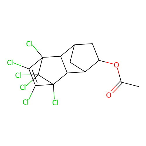 5,6,7,8,9,9-Hexachloro-1,2,3,4,4A,5,88A-octahydro14:58dimethanonaphth2YL acetate structure