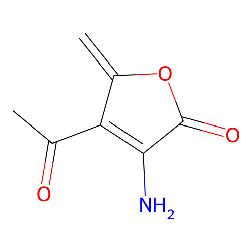 4-acetyl-3-amino-5-methylidenefuran-2(5H)-one structure