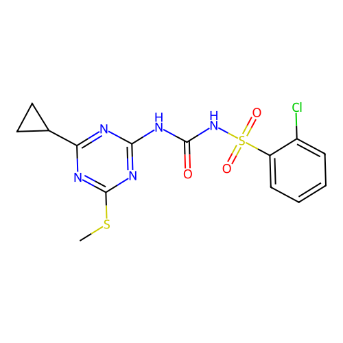 2-Chloro-N-[[[4-cyclopropyl-6-(methylthio)-1,3,5-triazin-2-yl]amino]carbonyl]benzenesulfonamide structure