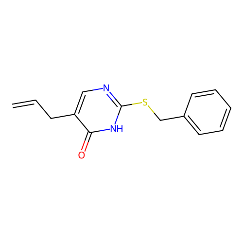 2-benzylsulfanyl-5-prop-2-enyl-1H-pyrimidin-6-one structure