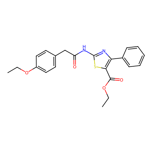 Ethyl 2-(2-(4-ethoxyphenyl)acetamido)-4-phenylthiazole-5-carboxylate structure
