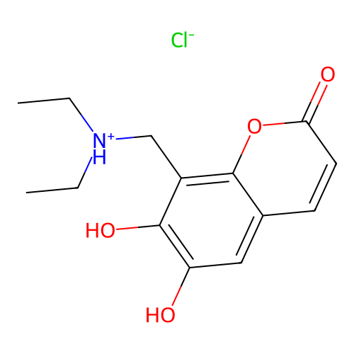 Coumarin, 8-((diethylamino)methyl)-6,7-dihydroxy-, hydrochloride structure